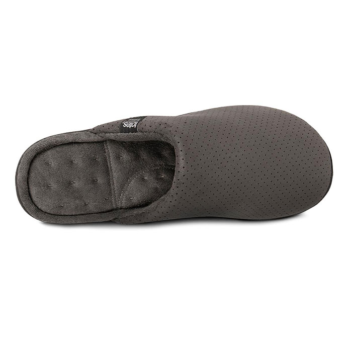 Isotoner Mens Perforated Suedette Mule Slippers Grey Extra Image 4
